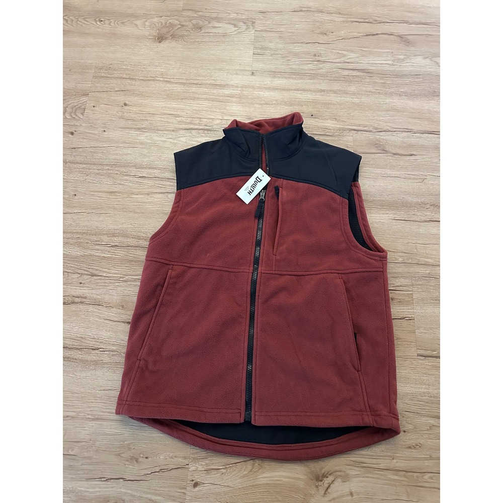 Duluth Trading Men's Shoreman's Fleece Gridlock Vest Medium NWT Red Black 76251